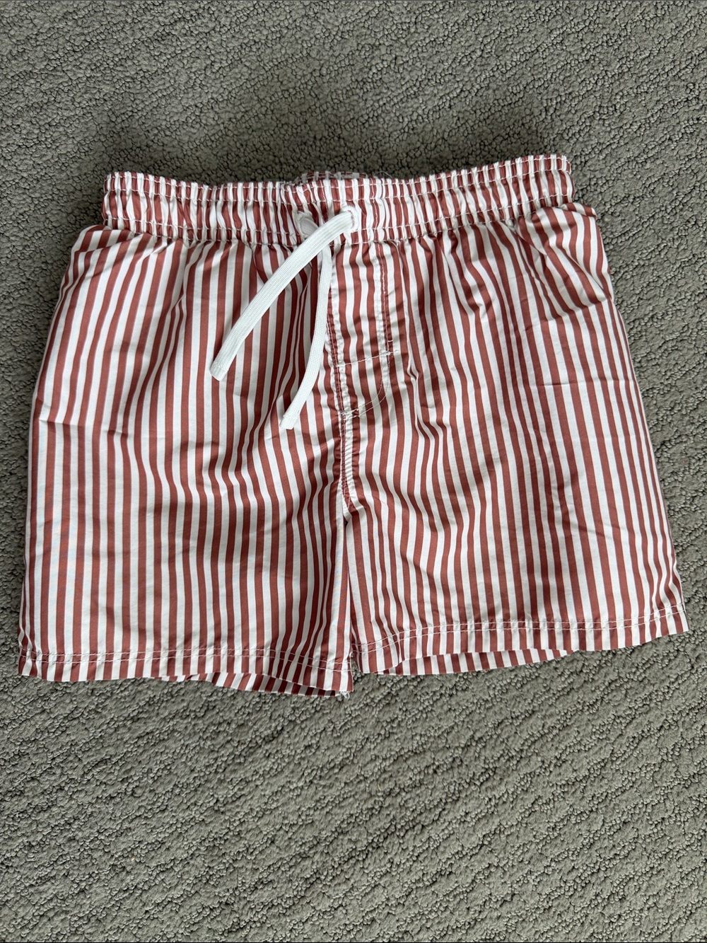 H&M White and Rust Stripe Kids Swim Trunks